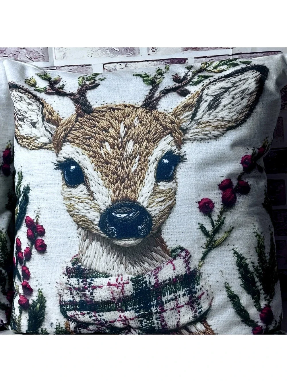 Charming Christmas Winter Reindeer 18x18 Inch THROW PILLOW & COVERS ~ 2D Print